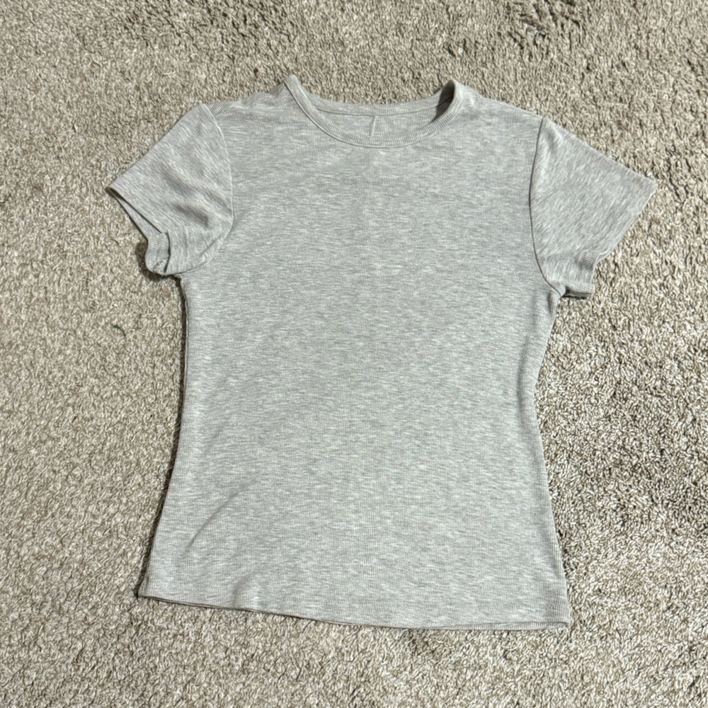 Nuuds Heather Gray Ribbed Slinky Knit Tee